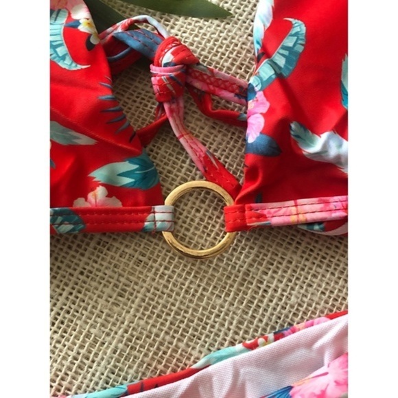 3-Piece Tropical Print Bikini Top and Cheeky Bottom w/ Matching Wrap SIZES M & L - Picture 6 of 11